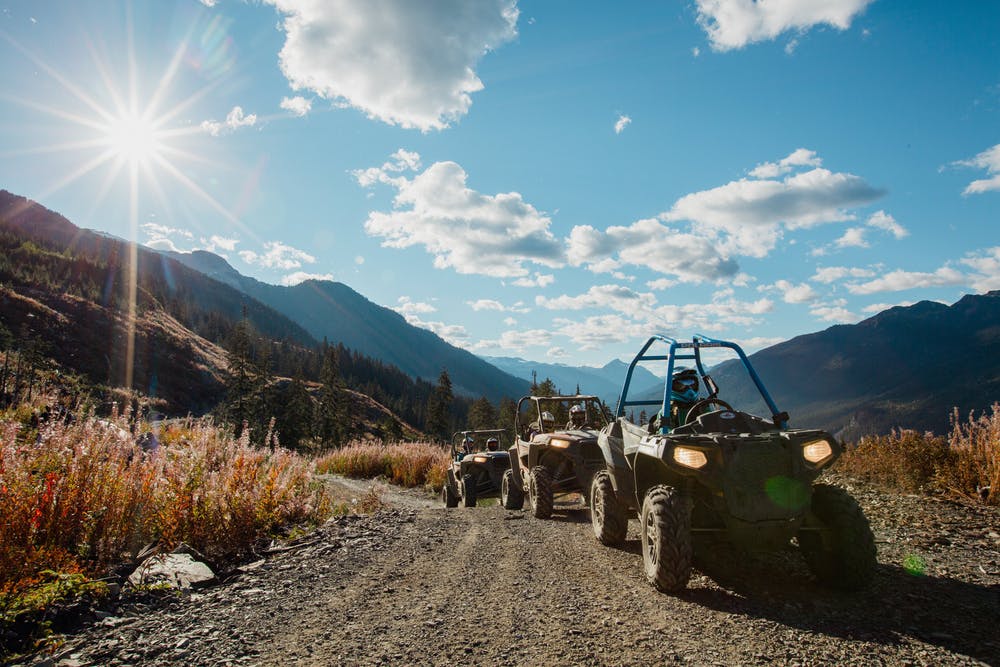 RZR tour in Whistler, atv on trail