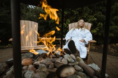 Scandinave Spa and fire place