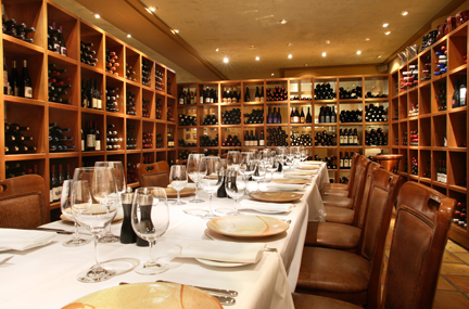 Araxi dining room, in whistler lined with wall to wall wine cellar