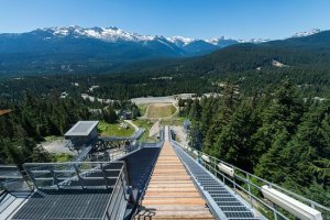 View of the Whistler Olympic park from the Ski jump in Summer